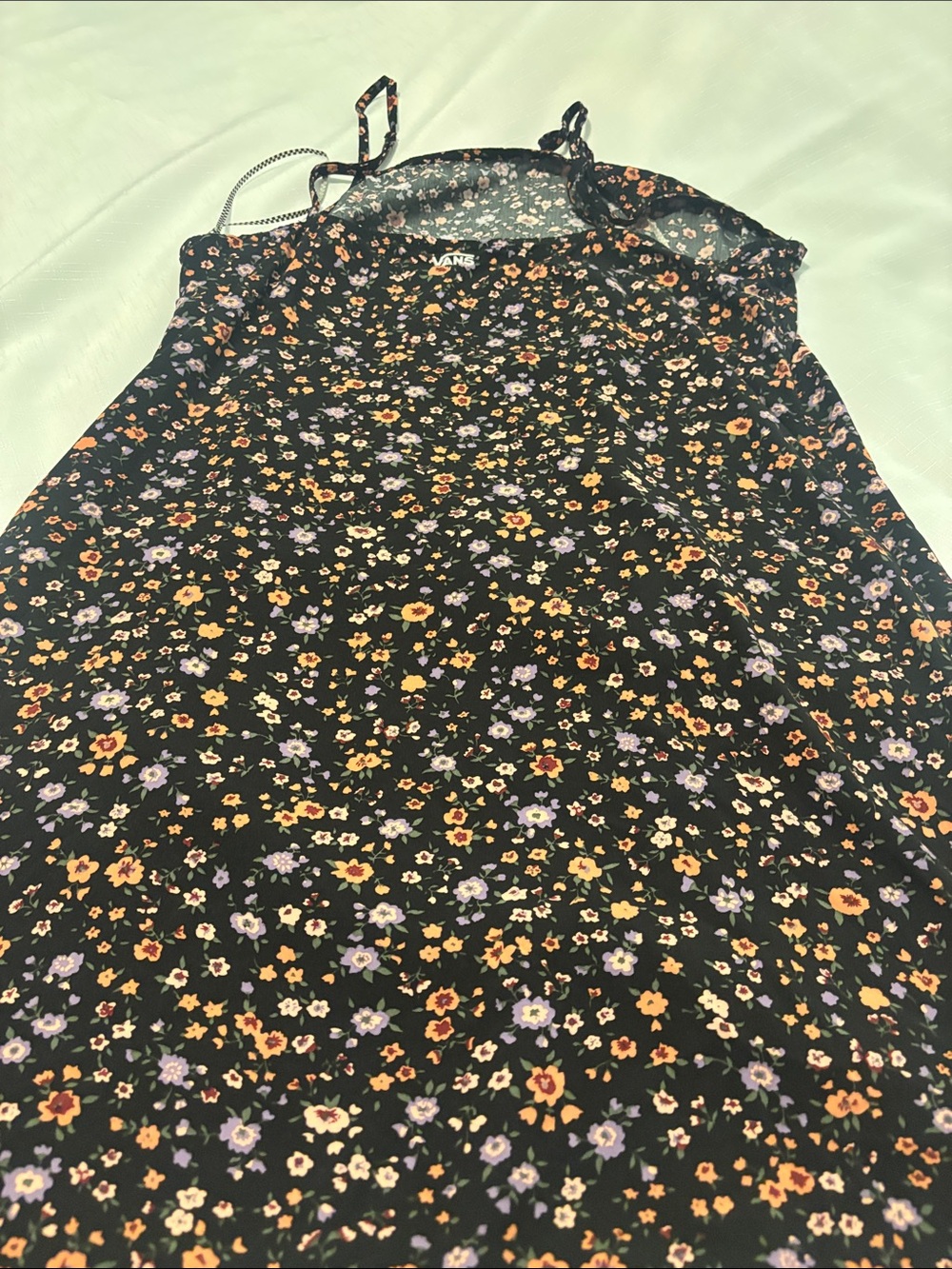 Vans Skater Slip dress SZ XL black floral print  adjustable spaghetti straps - Picture 9 of 12